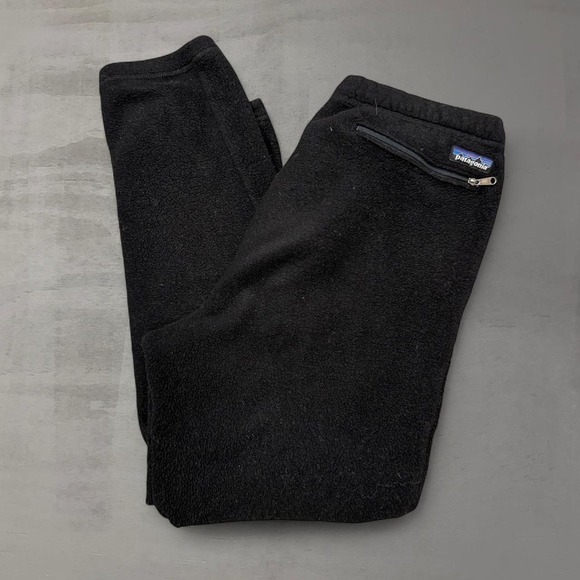 Vintage Patagonia Made in USA Fleece Pants Black Joggers Men's Size Medium